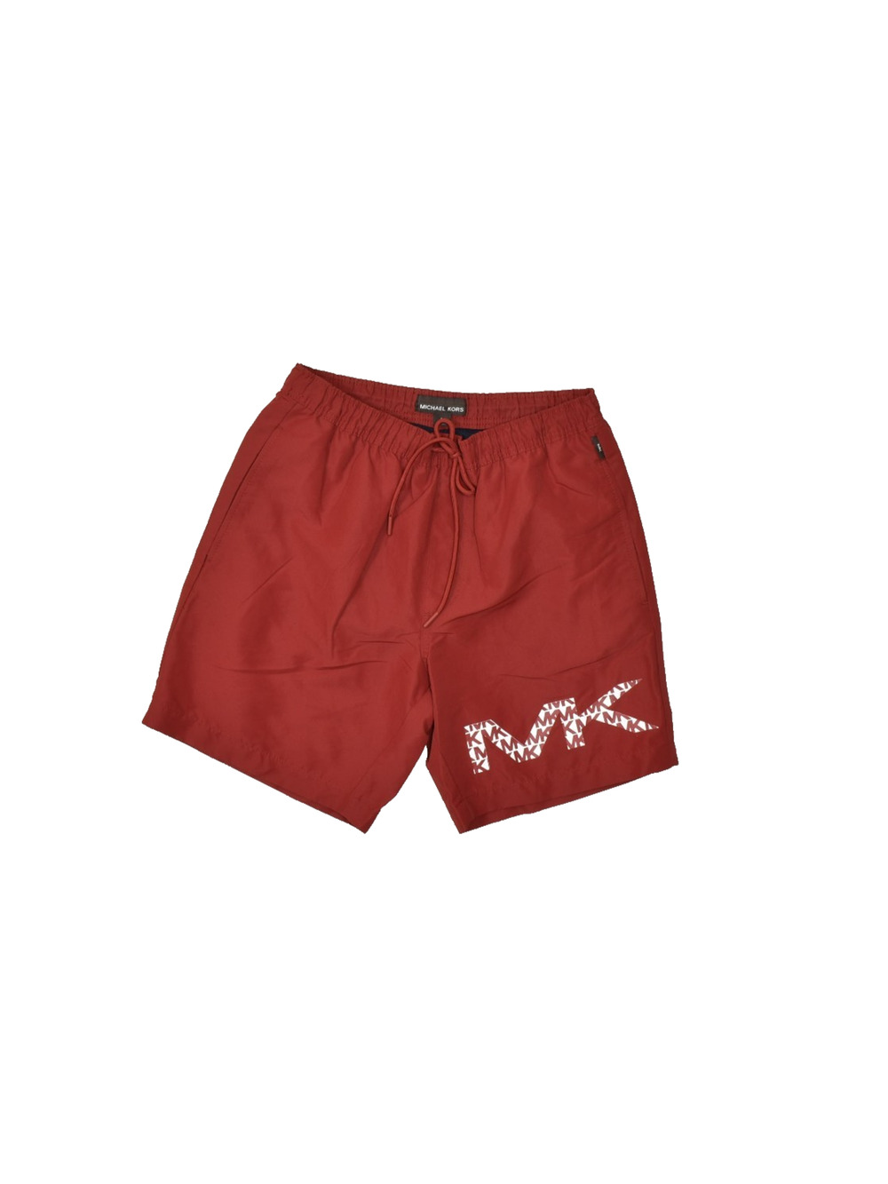 Michael Kors Men's Size S Red Swim Trunk Shorts MK Logo Print Drawstring Polyest